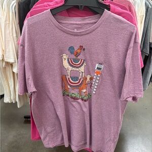 Purple Graphic T-Shirt with Animal Print